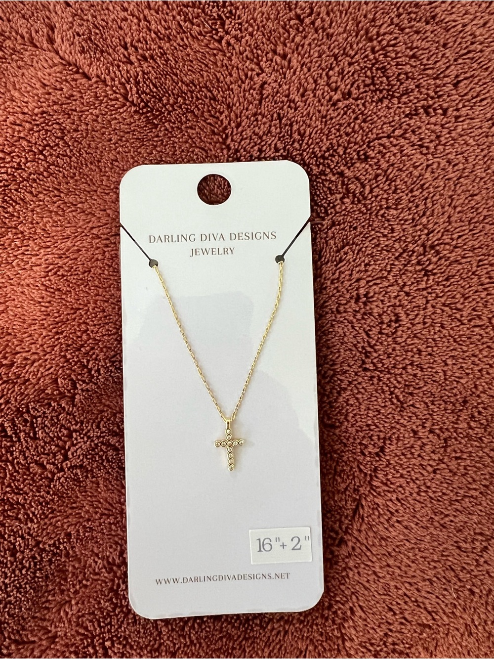 Gold Cross Pendant Necklace - 16" + 2" Extension